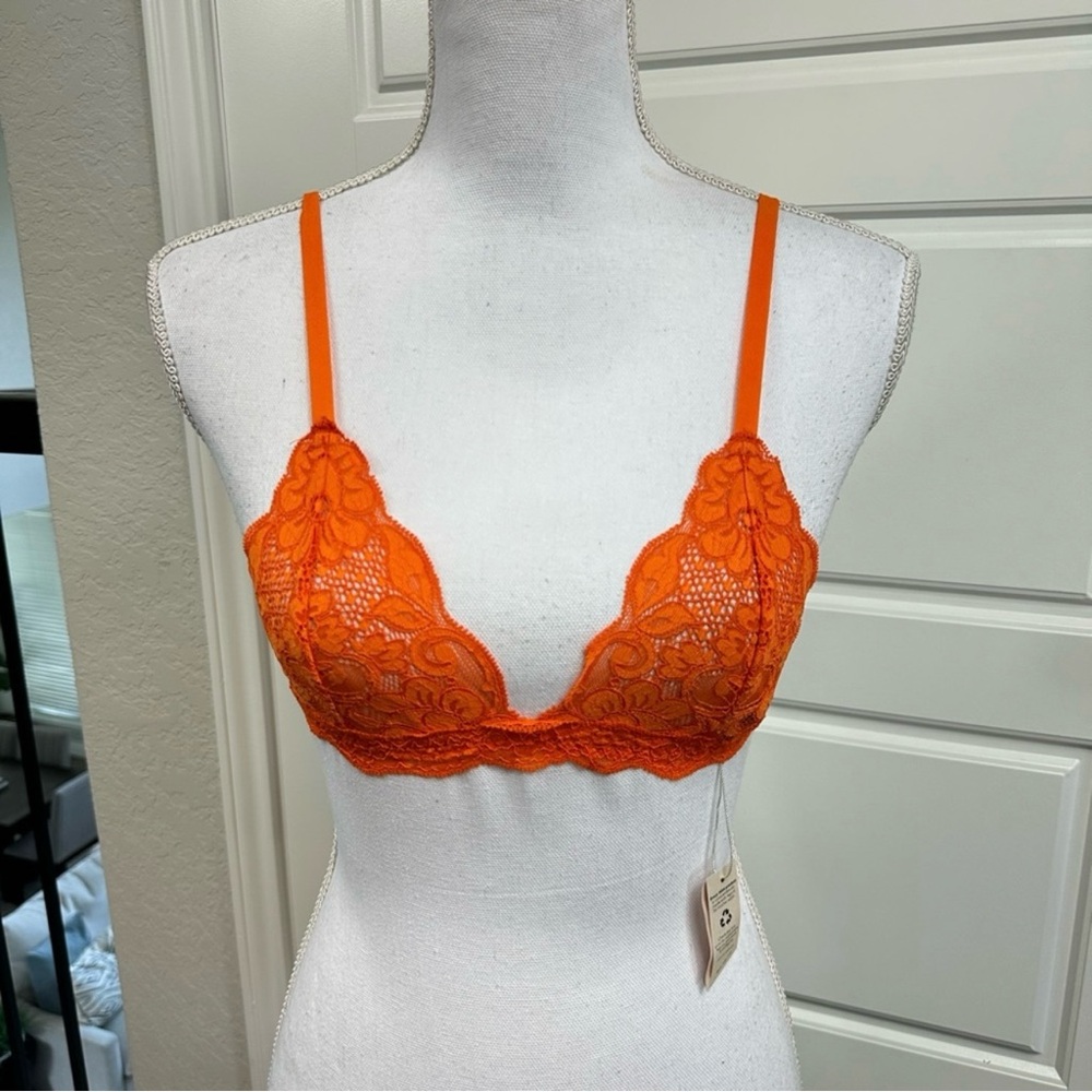 HAH x Free People Lace Chi bralittle Orange Boho Festival Bralette Size S NWT